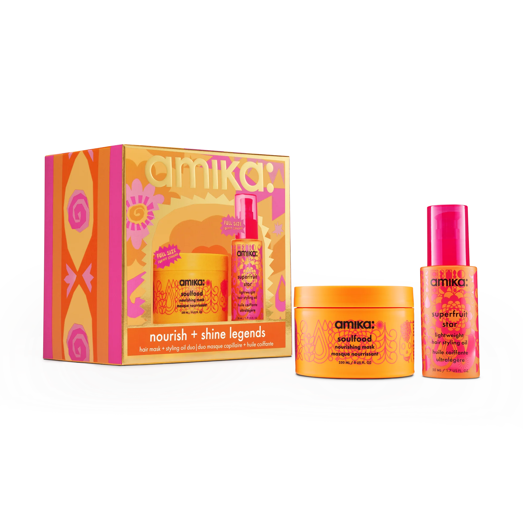 nourish + shine legends mask + hair oil set
