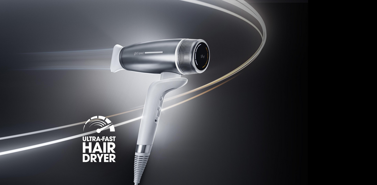 NEW GHD SPEED IONIC HAIR DRYER IN SILVER WHITE