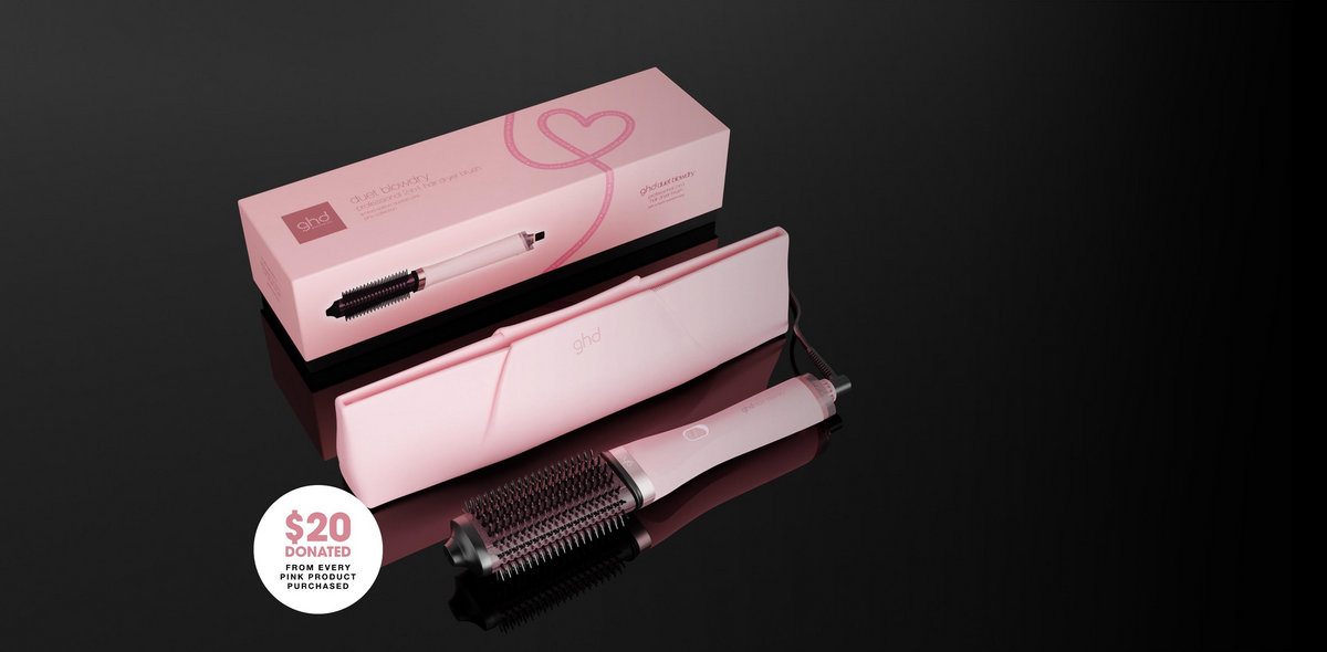 NEW GHD DUET BLOWDRY HAIR DRYER BRUSH IN DUSTED PINK