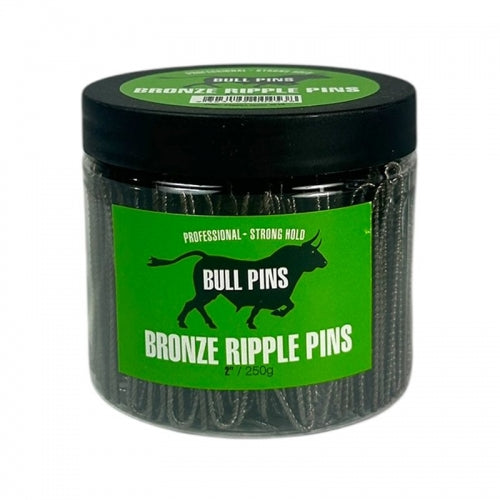 M & U 3 Bull Pins  Ripple Pins Bronze 50mm 250g Tub