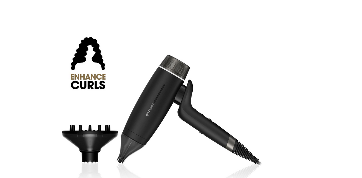 NEW GHD SPEED IONIC HAIR DRYER WITH DIFFUSER FOR CURLY HAIR BUNDLE IN BLACK