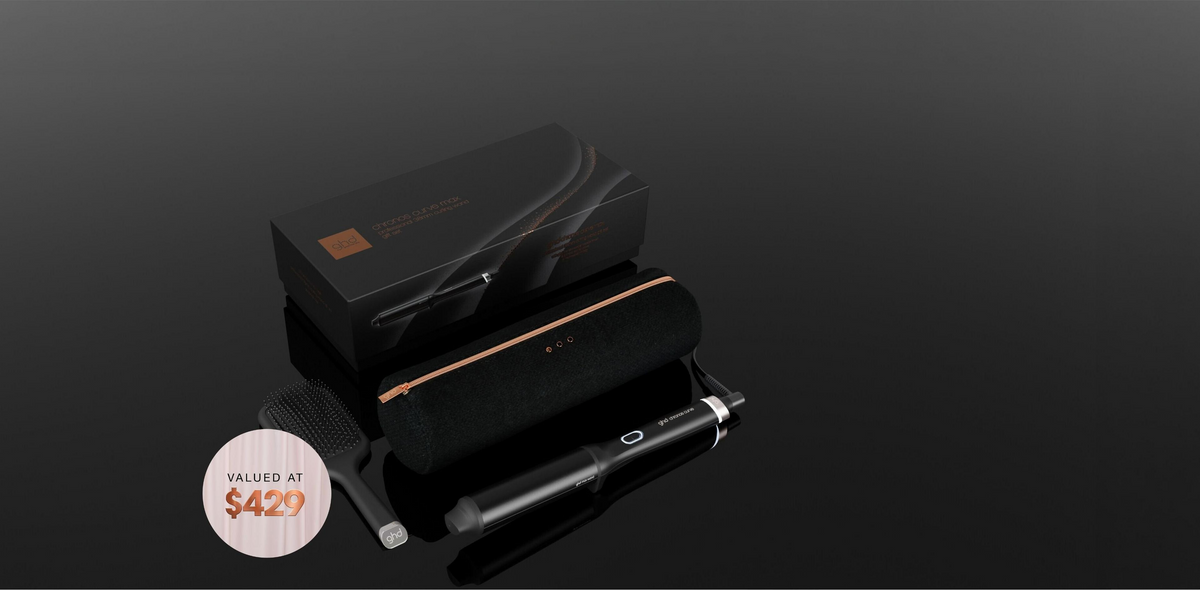 NEW GHD CHRONOS CURVE MAX WAND (LARGE 38MM BARREL) FESTIVE GIFT SET IN BLACK