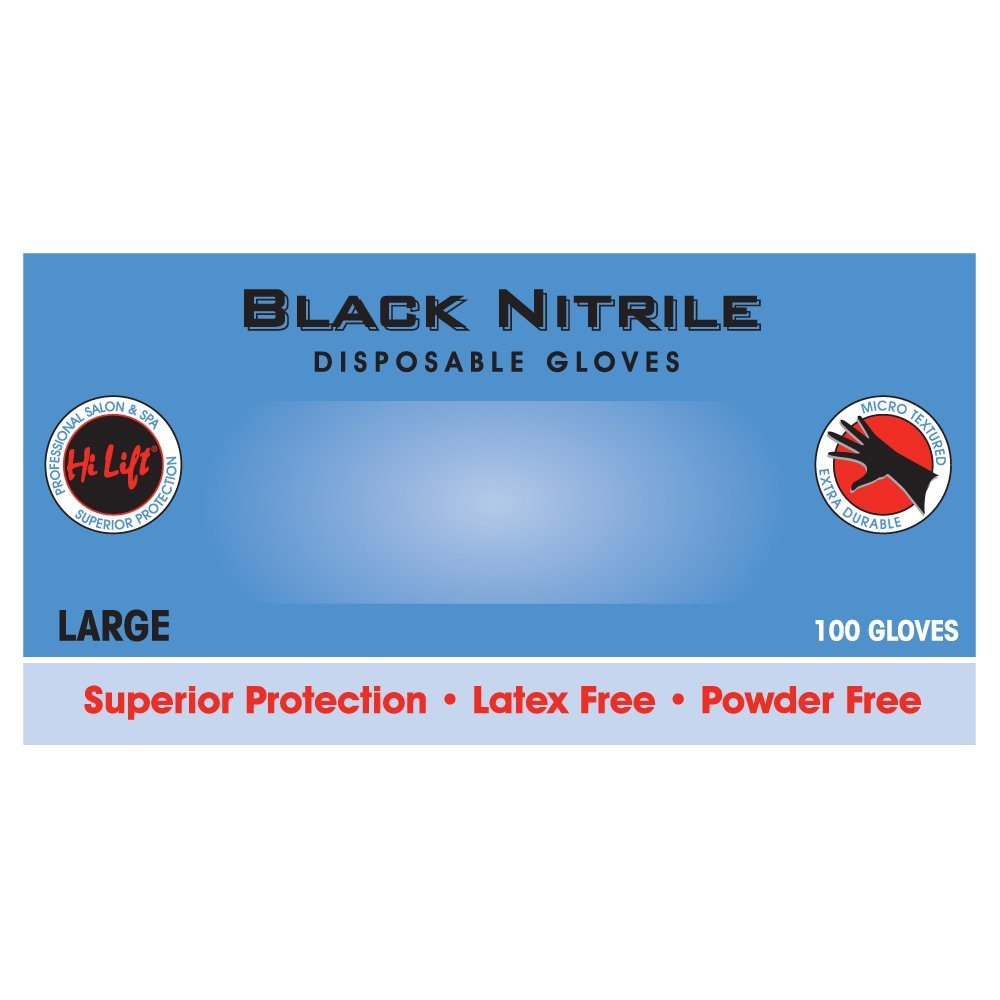 M&U Imports Hi Lift Black Nitrile Gloves (100 pcs)  Large