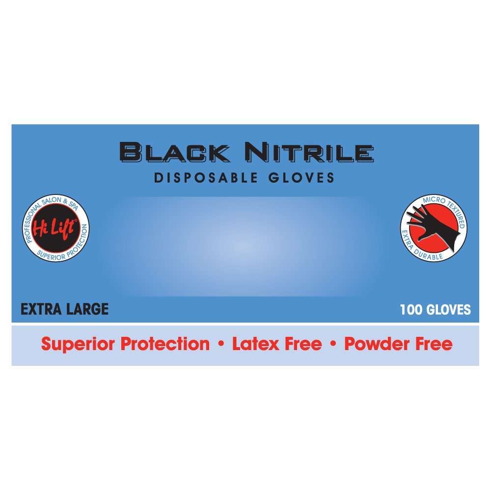M&U Imports Hi Lift Black Nitrile Disposable Black Gloves (100 pieces) Extra Large