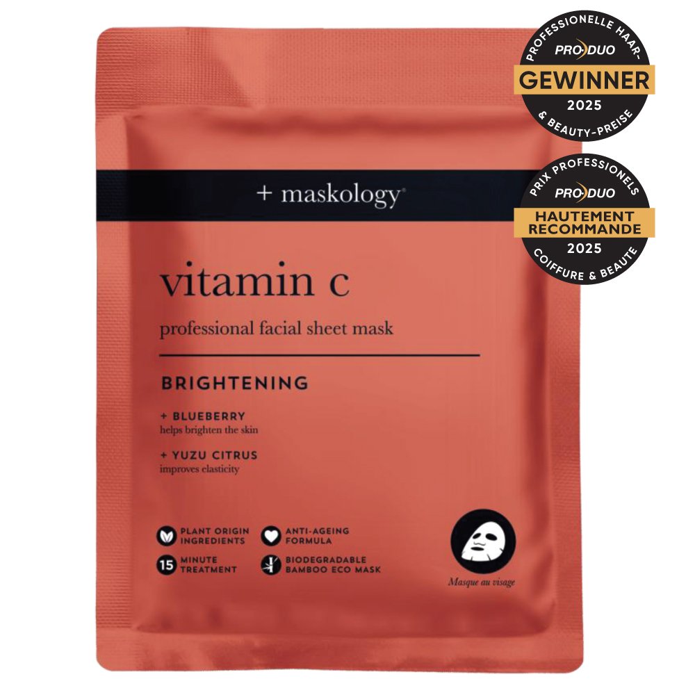 M & U Maskology VITAMIN C Professional Facial Sheet Mask - 1 x Single Sachet - RED