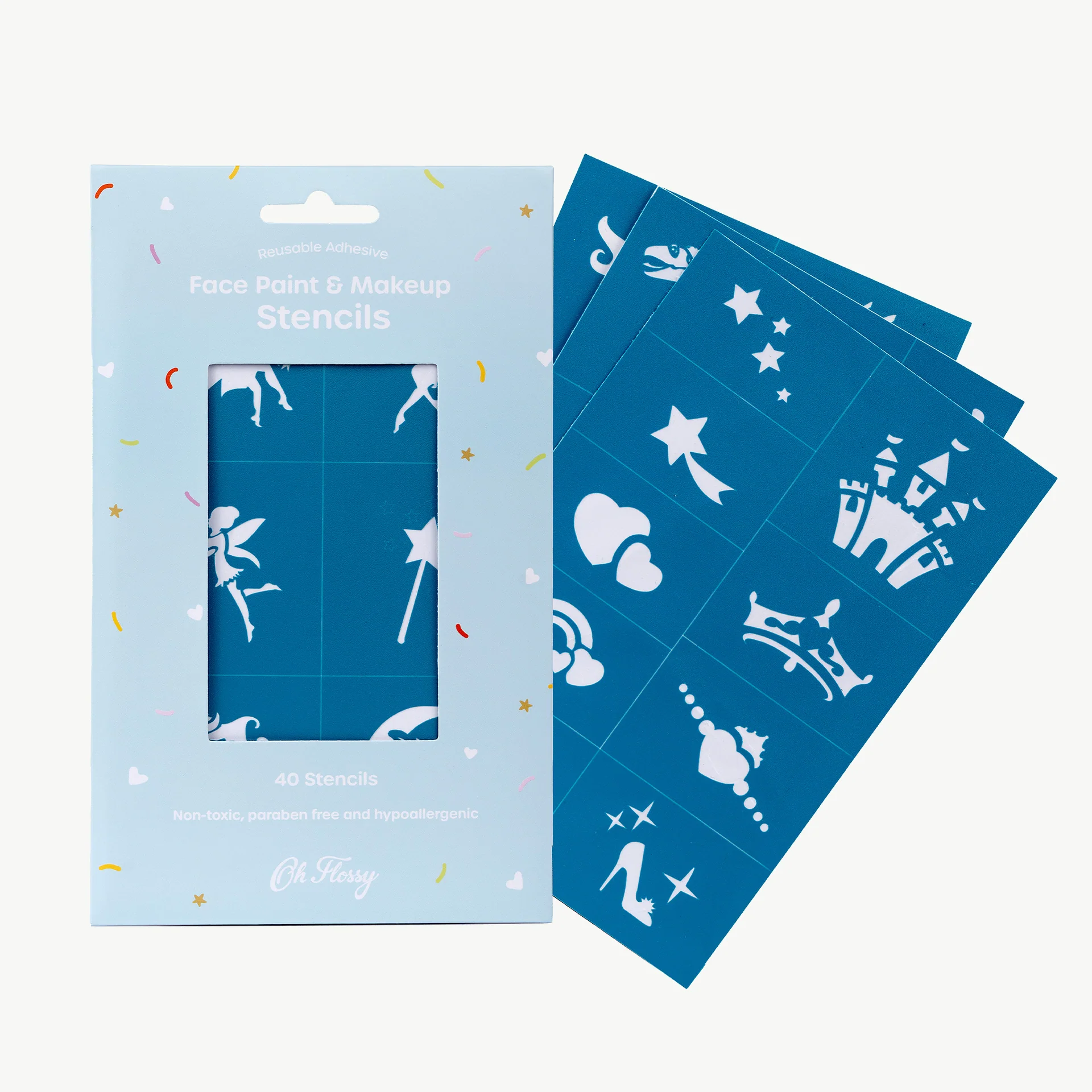 Oh Flossy Reusable Adhesive Face Paint & Makeup Stencils - Purple