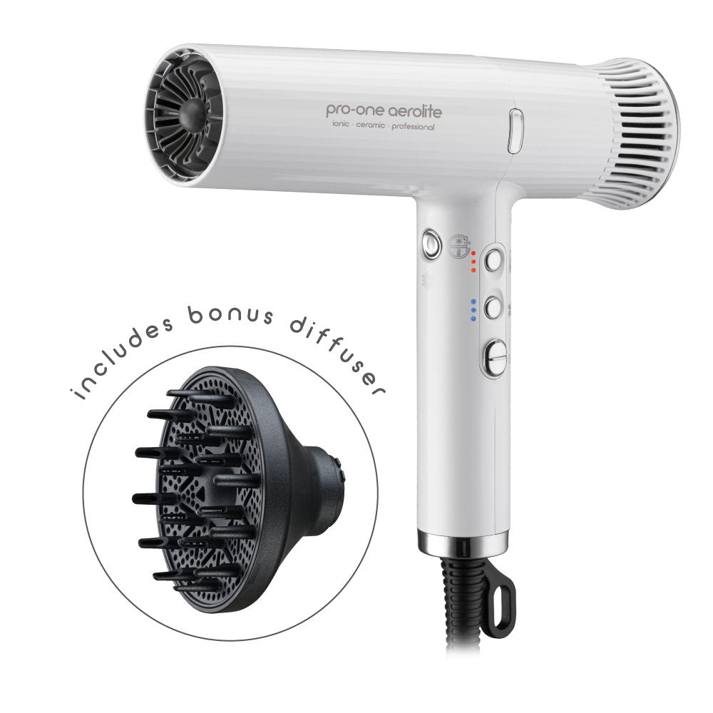 M & U Pro-One Aerolite Hairdryer - Pearl White