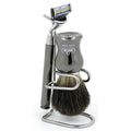 M & U Shaving Brush with Stand and Razor 100% Superior Badger Bristles X