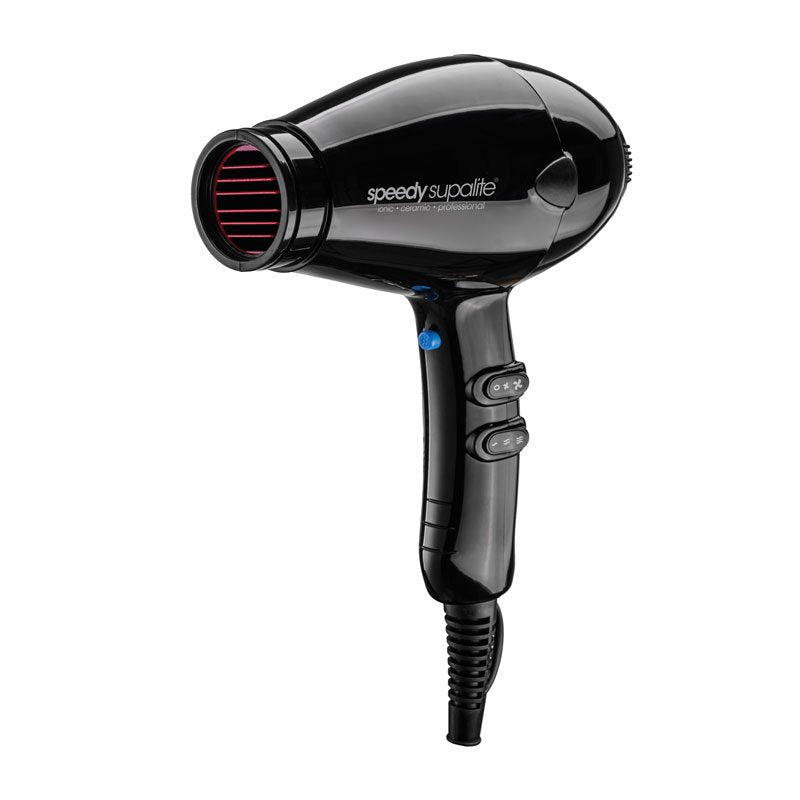 M & U Speedy Supalite Professional Hairdryer - Black with Diffuser
