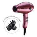 M & U Speedy Supalite Professional Hairdryer - Blush with Diffuser