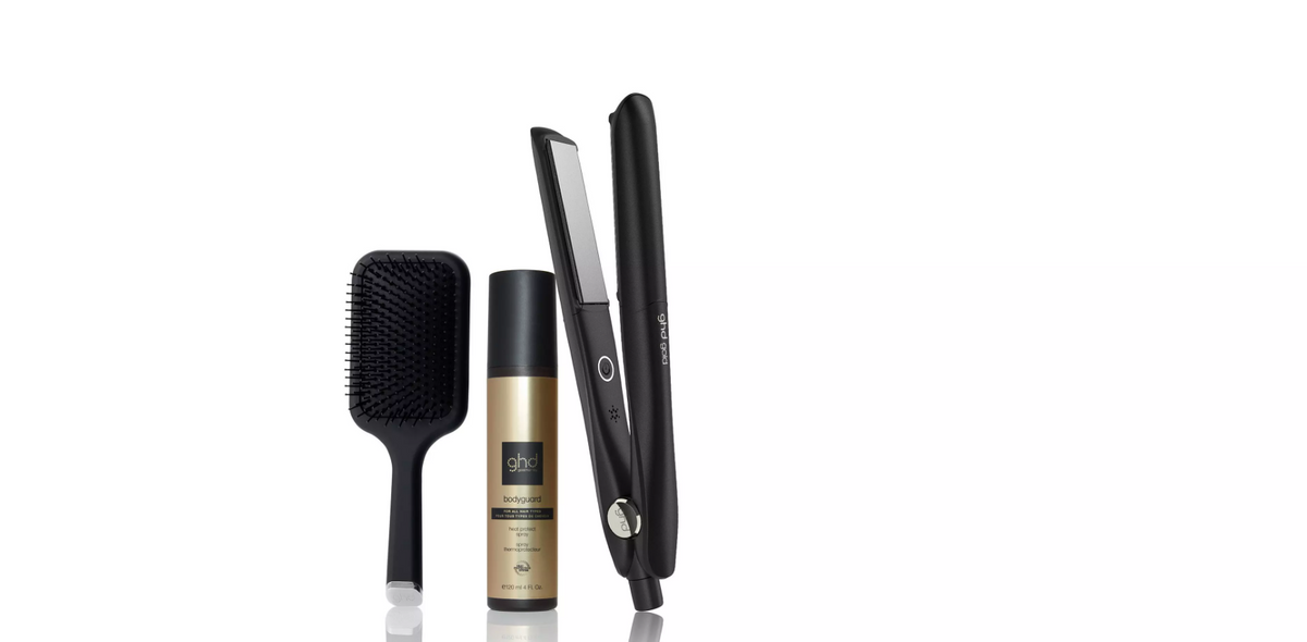 GHD GOLD HAIR STRAIGHTENER IN BLACK BUNDLE