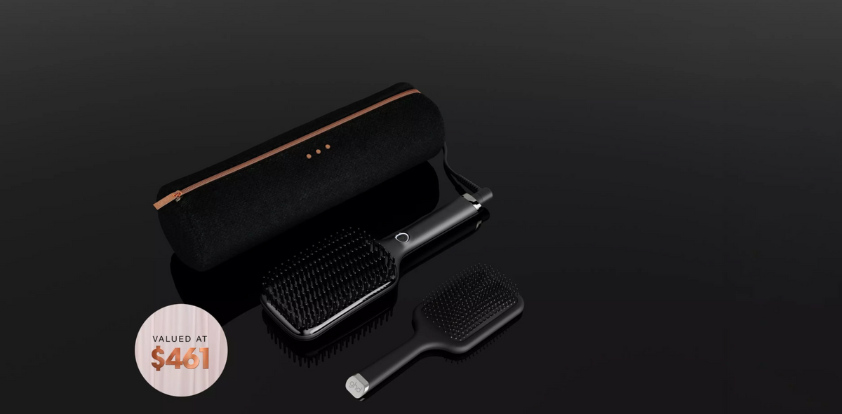 NEW GHD GLIDE+ MAX HOT BRUSH FESTIVE GIFT SET IN BLACK