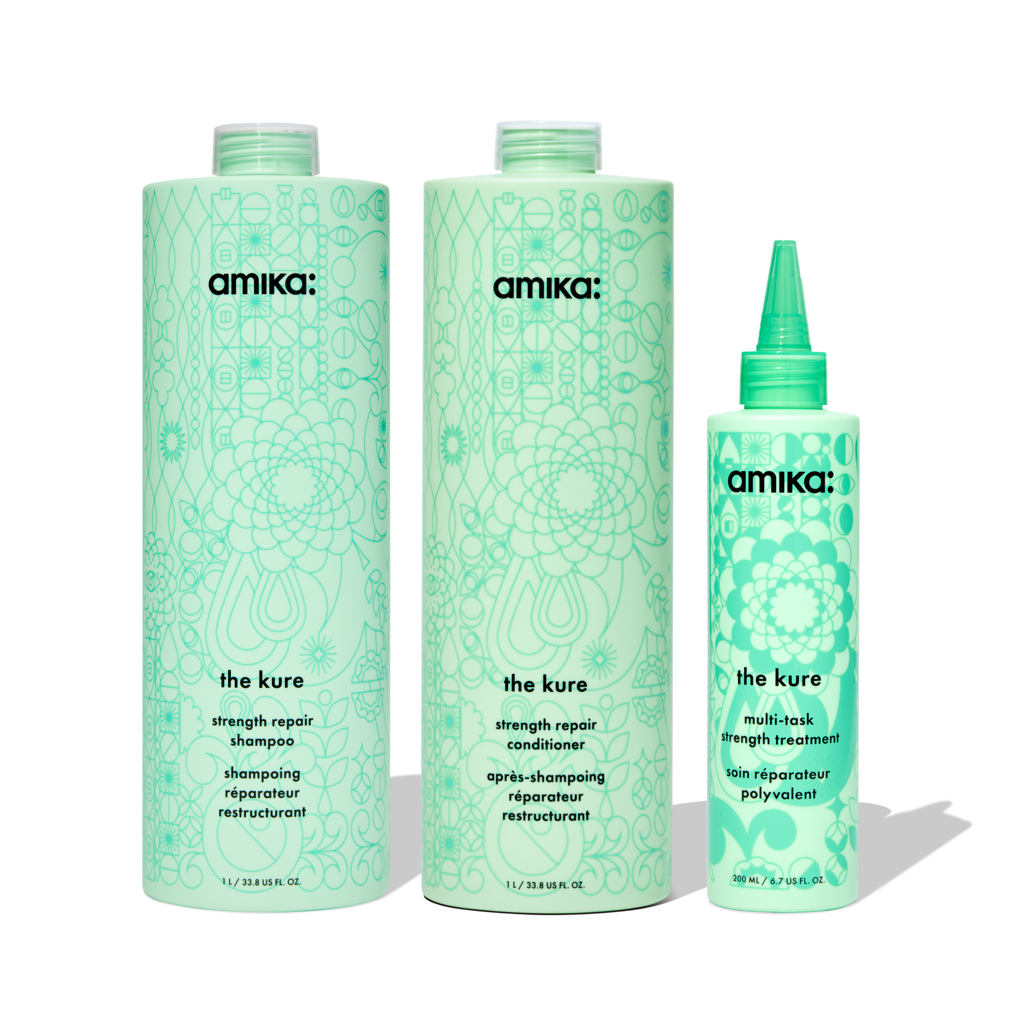 super-sized strength repair set the kure shampoo, conditioner + multi-task treatment